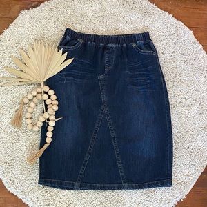 Main Street Exchange Elastic Waist Denim Skirt